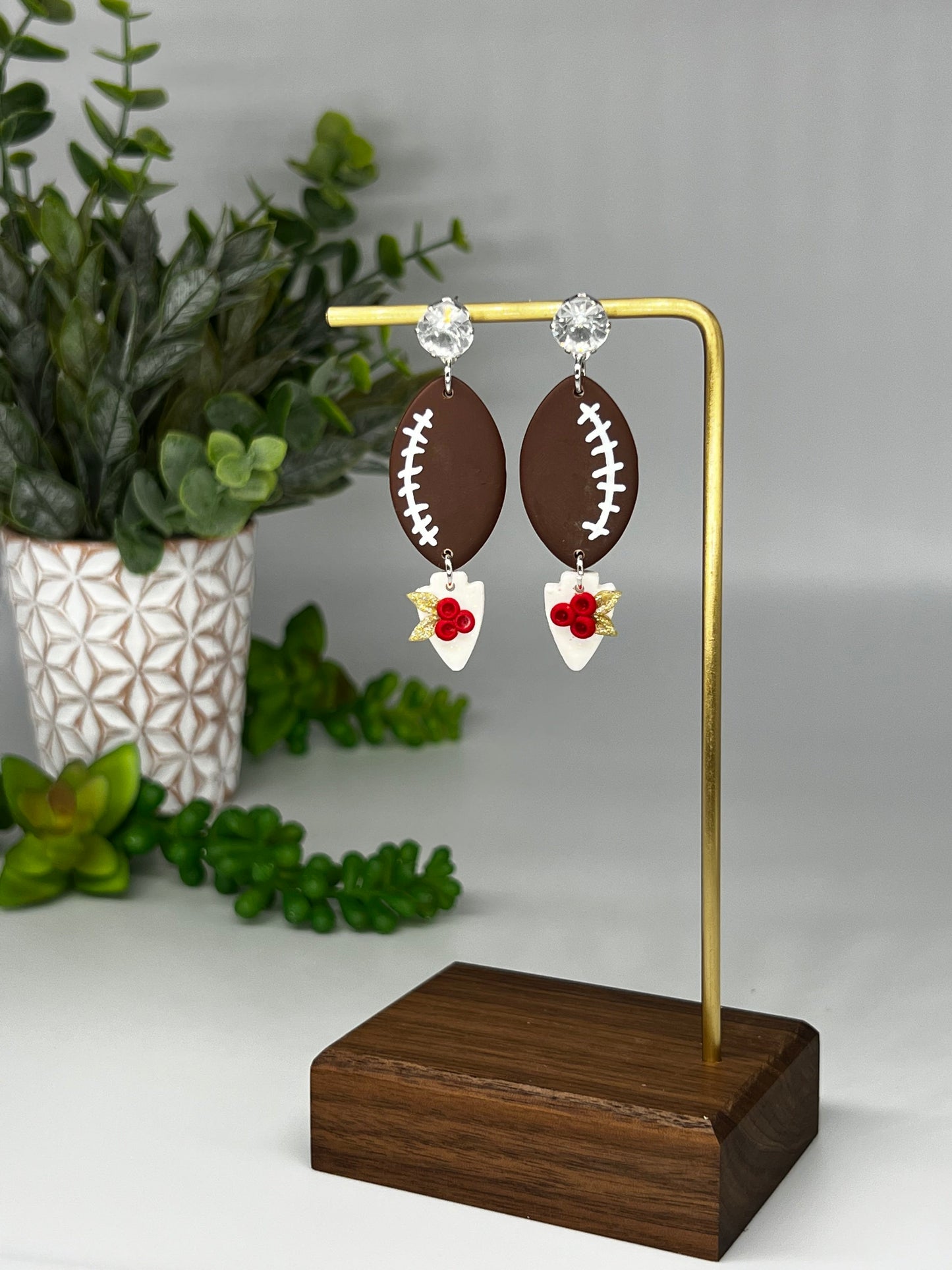 Football Dangle Earring with Arrowhead