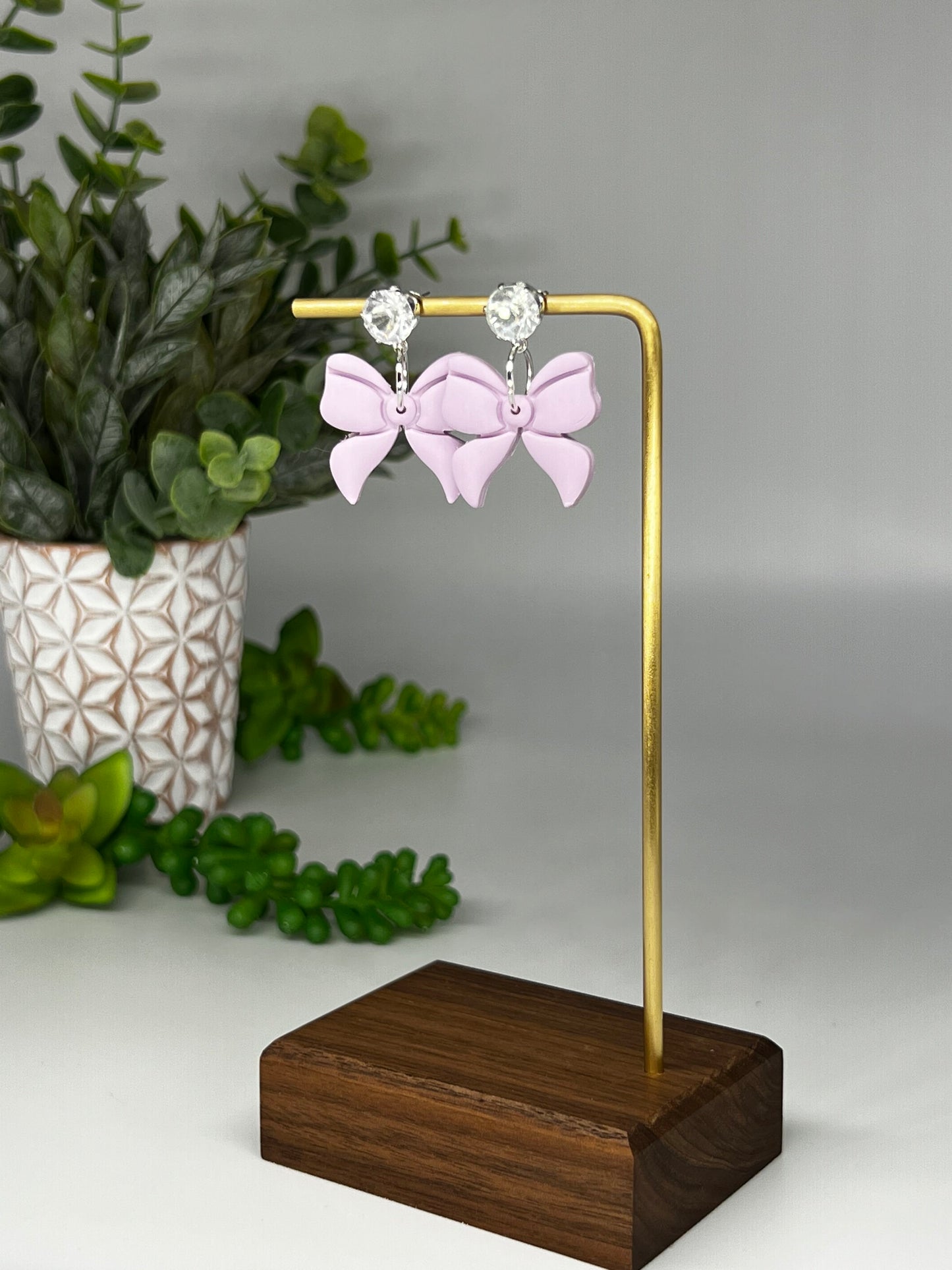 Lavender Blush Bow Earring Dangle