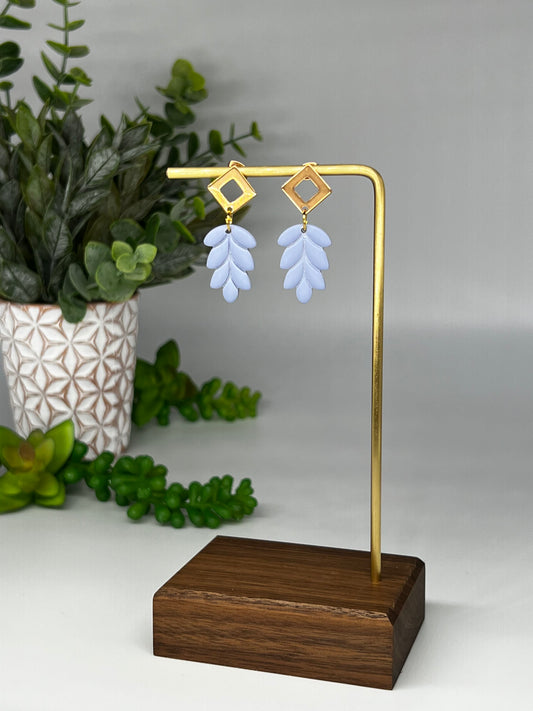 Periwinkle Leaf Dangle with Gold Accent