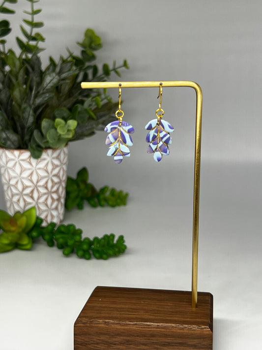 Purple Print Leaf Dangle with Gold Accent