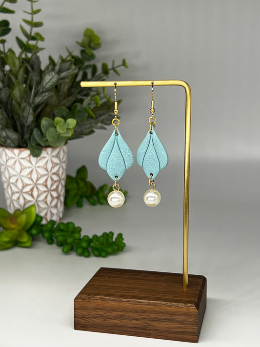 Teal and Faux Pearl Dangle